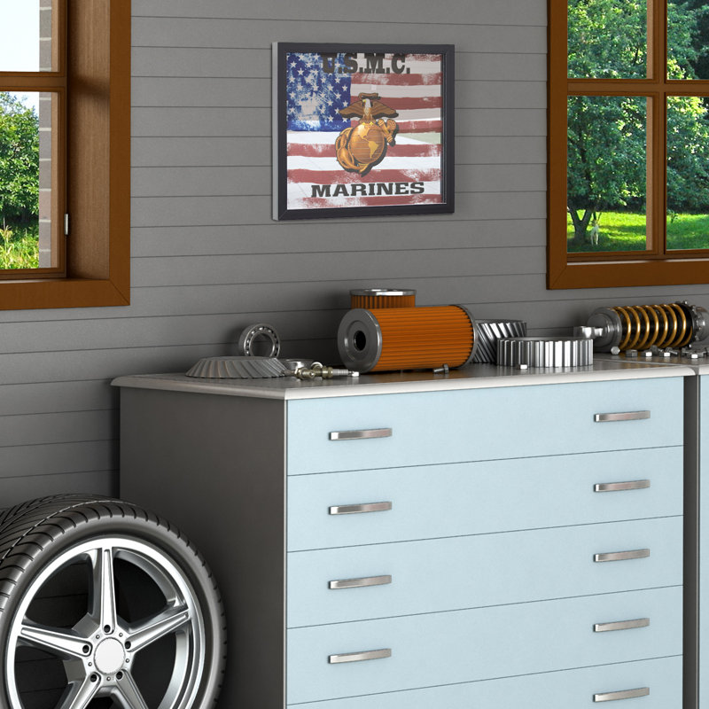 Trinx U.S. Marine Corps Printed Accent Mirror - 13.5" x 15.5" x 1.25"