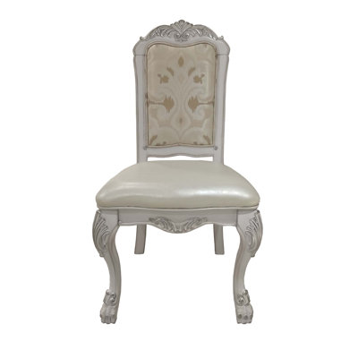 Ensemble de 2 chaises d'appoint Dresden en cuir synthétique, tissu et blanc os