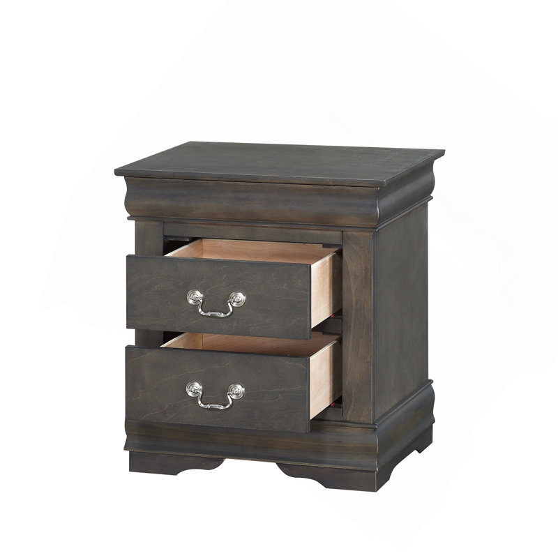 Table de chevet 2 tiroirs gris foncé