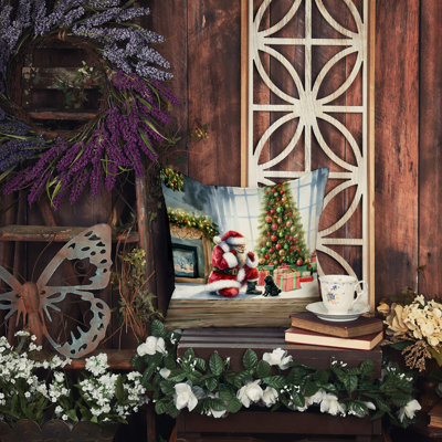 Coussin Black Pug and Santa Claus