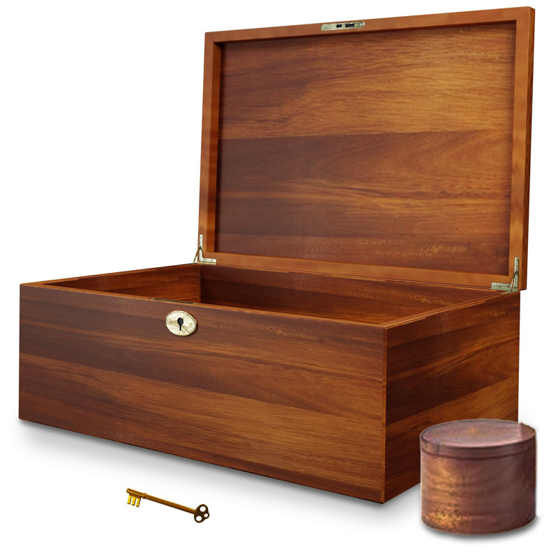 Wooden Keepsake Box with Hinged Lid & Locking Key