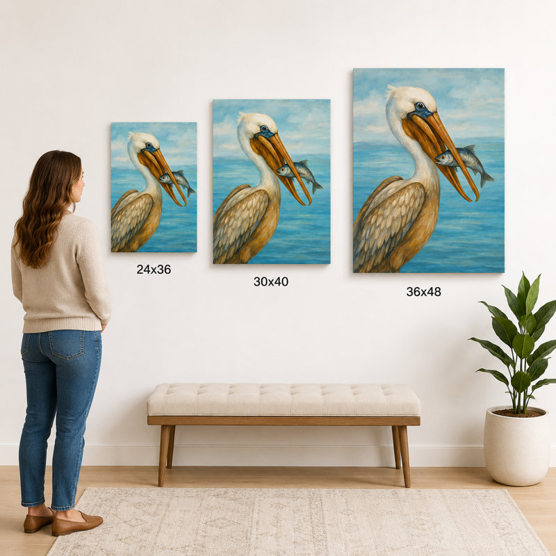 Art mural sur toile Coastal Pelican, H 24 po x l 16 po