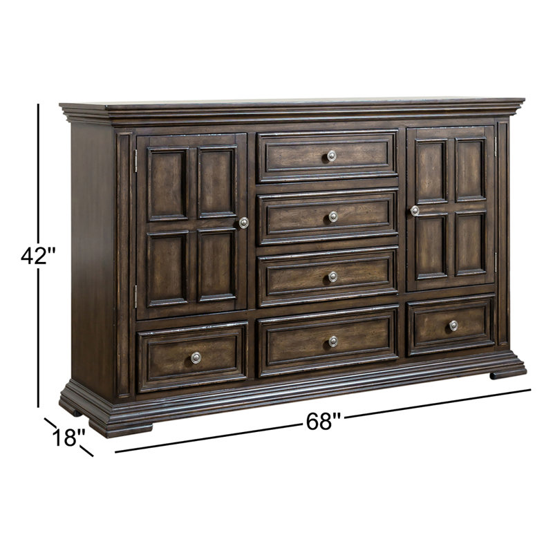 Commode combinée 6 tiroirs Temple Cloud, Brun