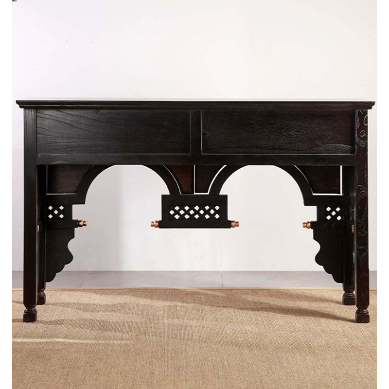 Commode d'entrée vintage sculptée à la main avec un design arqué, Black