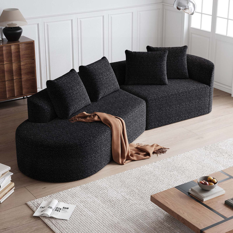 Canapé modulaire surdimensionné rembourré en chenille moderne avec sièges très profonds et larges, 4 coussins décoratifs et une combinaison gratuite pour le salon et la chambre à coucher