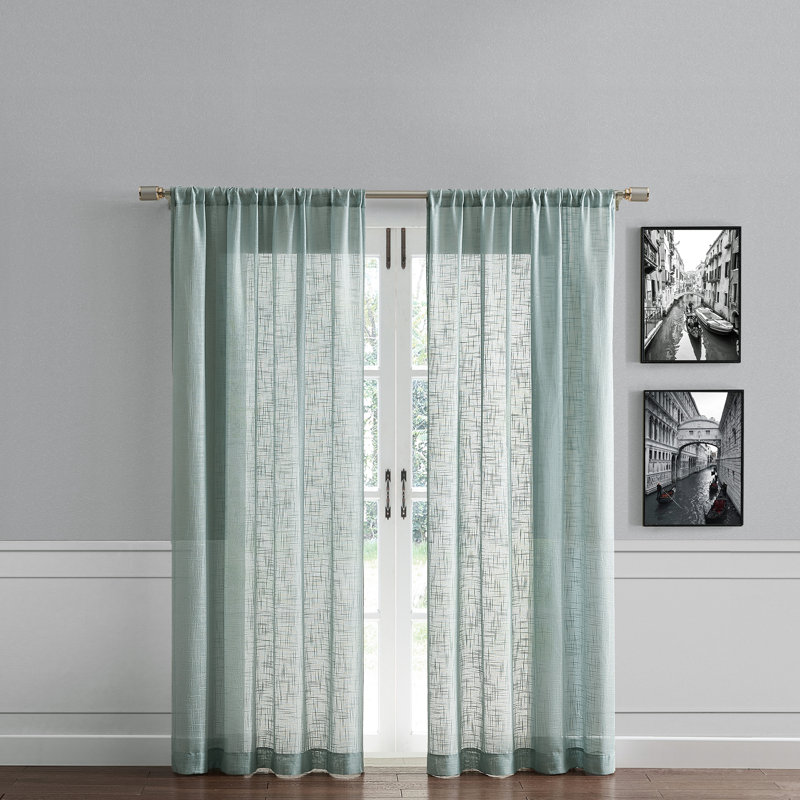 Devaun Solid Sheer Rod Pocket Curtain Panel, 52" W x 96" L, Spa