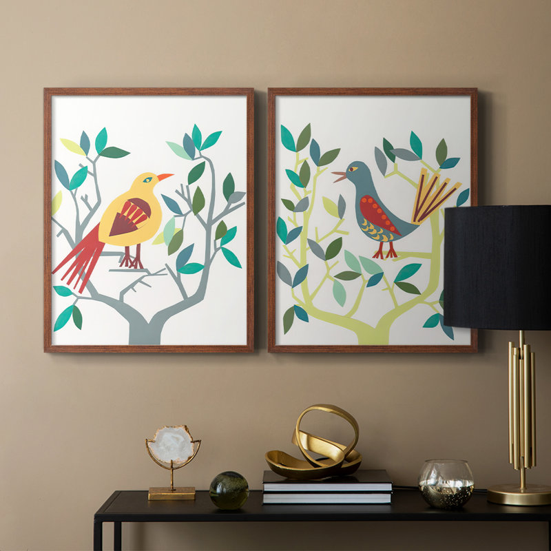 WhittyBird III - reproduction encadrée de qualité supérieure - prête à être accrochée - aucun clou requis - aucun clou requis
