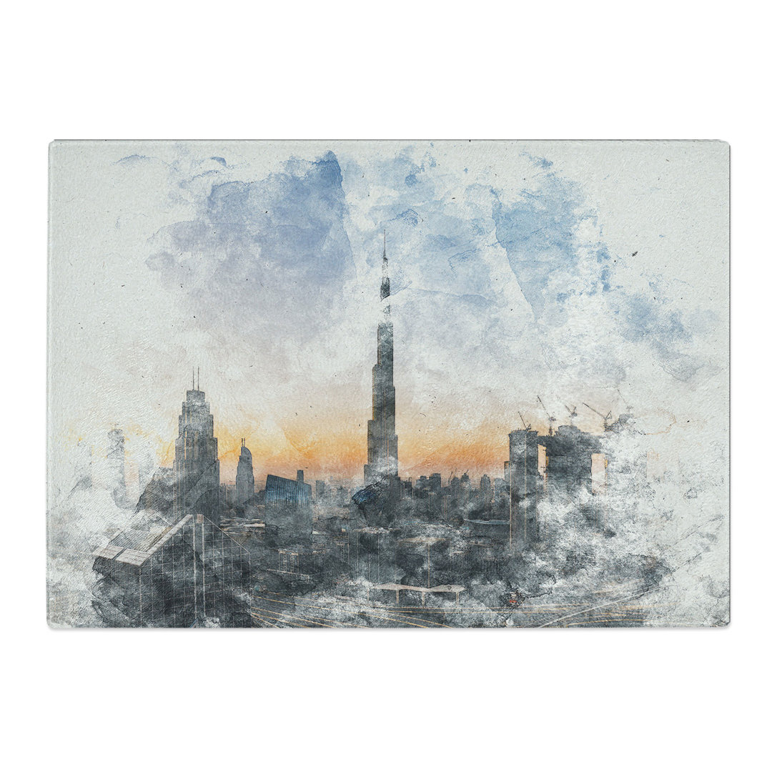 Tempered Glass Skyline in Dubai Chopping Board