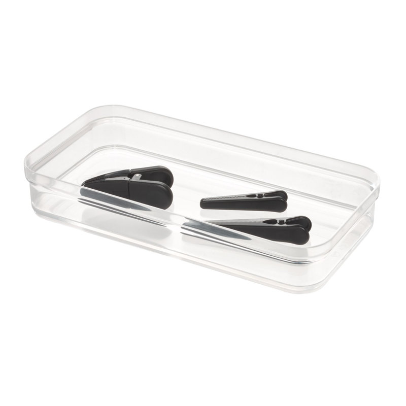 Idesign Crisp BPA-Free Plastic Stackable Drawer Organizer Bin, 6" X 12" X 2", Clear