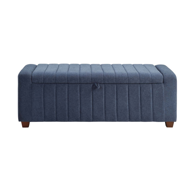 Piedmont 50" Modern & Contemporary Boucle Storage Bench with Integrated Interior Storage, Stylish Solid Wood Legs, Blue