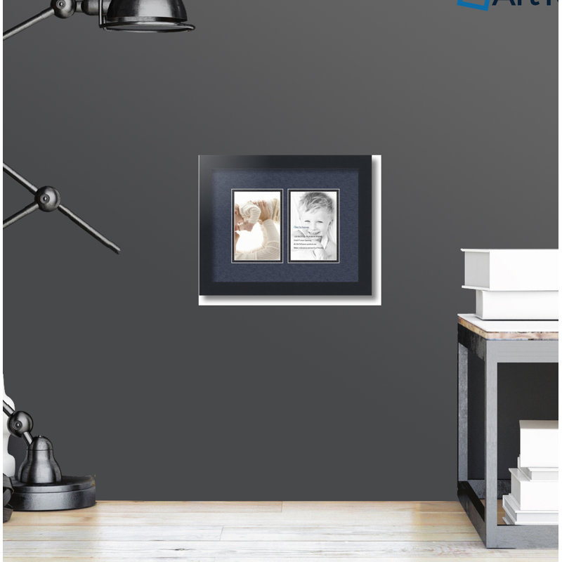Satin Black Matte Picture Frame with Mat, Dark Gray