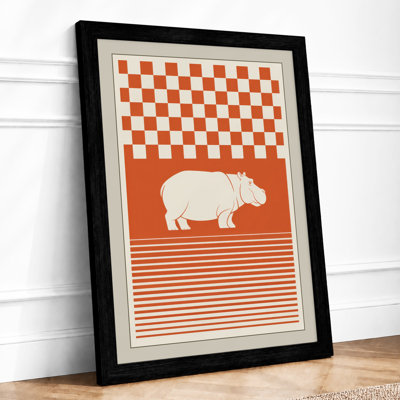 Hippopotamus Geometry Mid-Century - Print