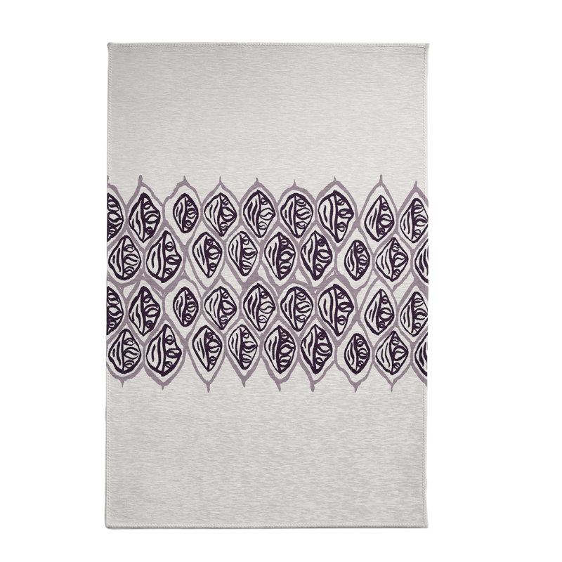Tapis géométrique mauve / ivoire, Rectangle 2 pi x 3 pi