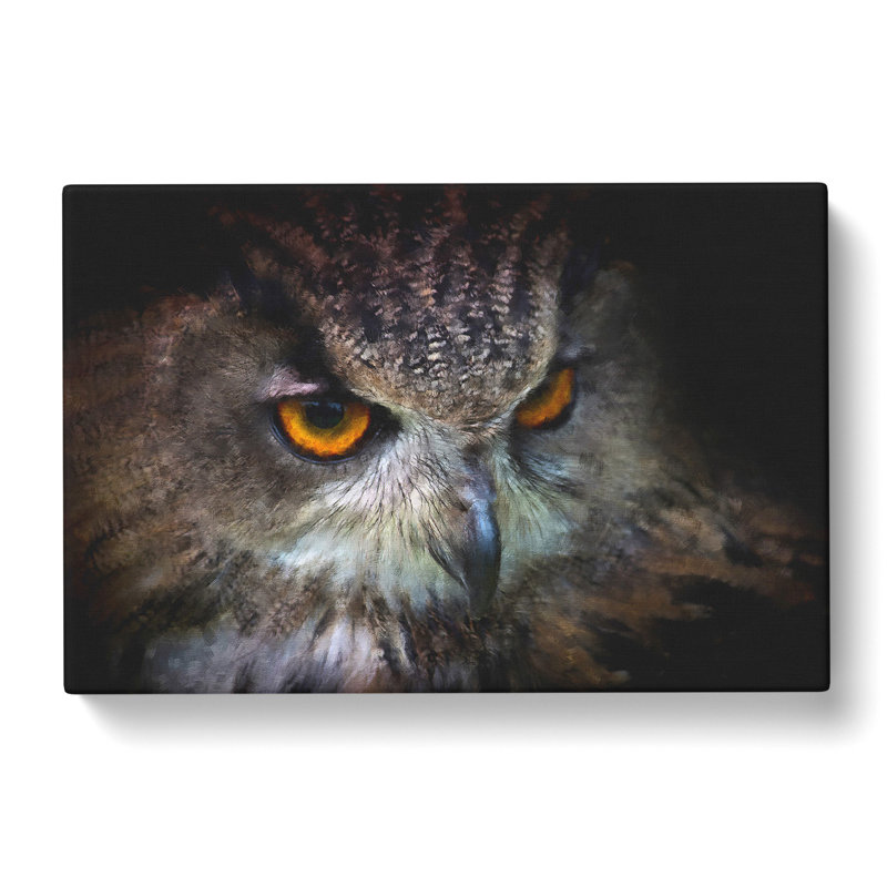 A Great Horned Owl Painting - Wrapped Canvas, 40cm H x 60cm W x 3cm D