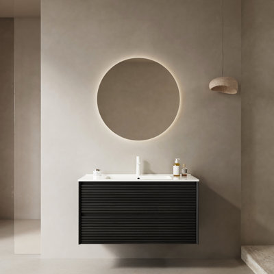 Meuble-lavabo de 36 po avec tiroirs en chêne foncé