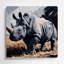 Faune, art mural noir en métal, rhinocéros noir-1342535494