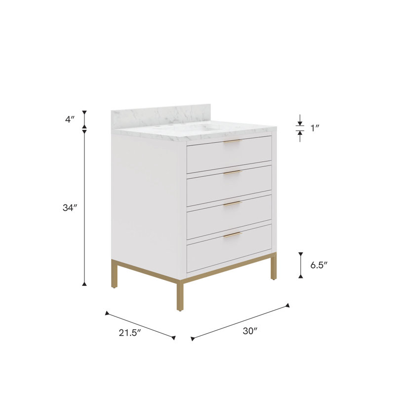30'' W Single Vanity, Pure White, No, 30"