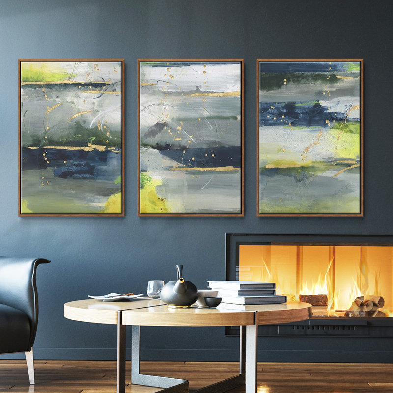 Ensemble de 3 pièces encadrées sur toile Coming Ashore II, H 36 po x l 72 po, Naturel