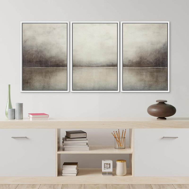 Minimal Landscape 3 pièces, Blanc, H 24 po x l 16 po x P 1,5 po