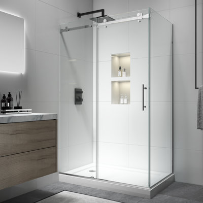 Cabine de douche rectangulaire coulissante sans cadre Julien l 48 po x P 34 po x H 76 po