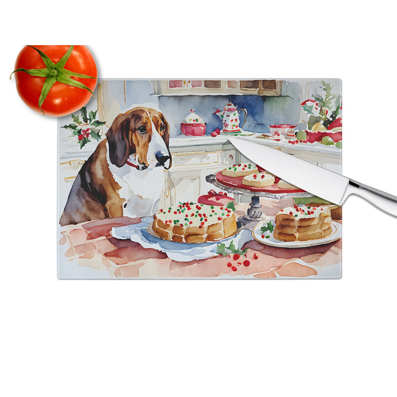 Basset Hound Christmas Cookies Glass Cutting Board