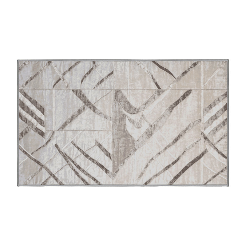 Machine Washable Gray Area Rug, Rectangle 6' x 9'