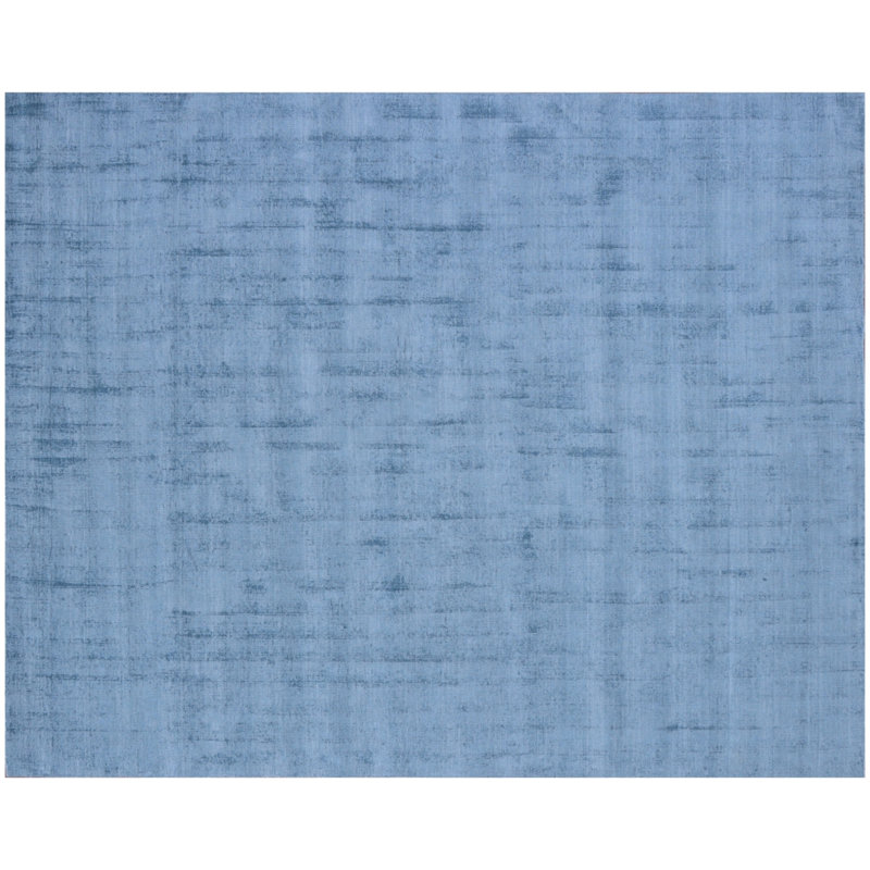 Tapis texturé denim minimaliste Handloom, En jean, Rectangle 9 pi x 12 pi
