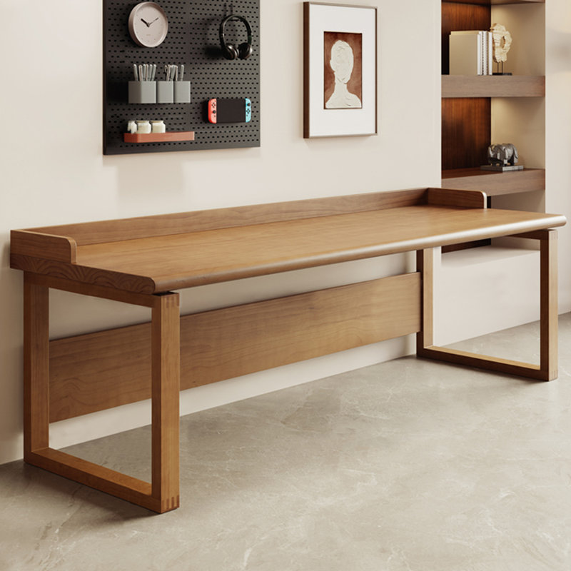 Bureau rectangulaire brun en bois massif, H 29,53 po x l 70,87 po x P 23,62 po