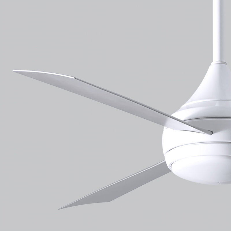 Donaire LED Outdoor Downrod Ceiling Fan, Gloss White, Brushed Stainless