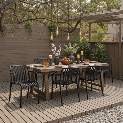 Chaises de salle à manger d'extérieur empilables, chaises de patio sans assemblage, fauteuils en plastique résistant aux intempéries (ensemble de 6)