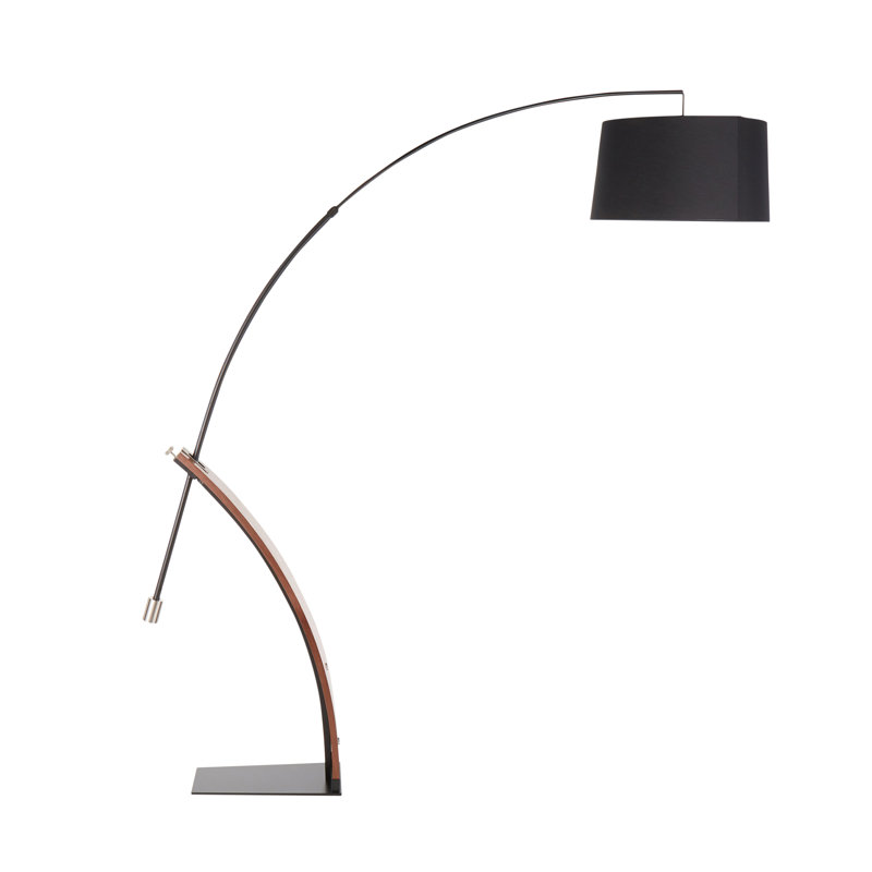 Lampe sur pied arquée 74 po Demariana, Noyer, Noir, Non