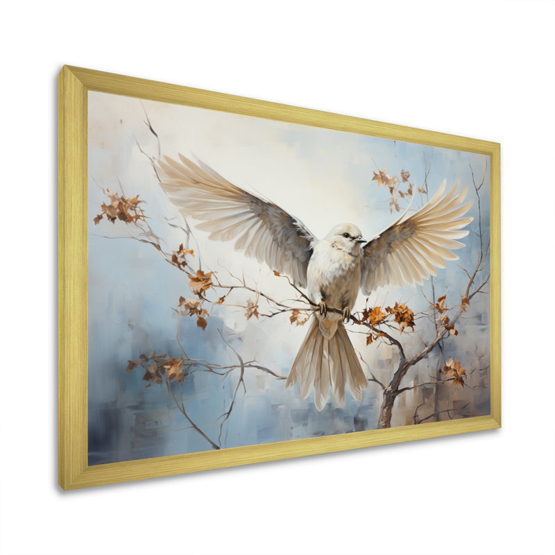 " Feathered Elegance III ", Gold Single Picture Framed, 12" H x 20" W x 1" D