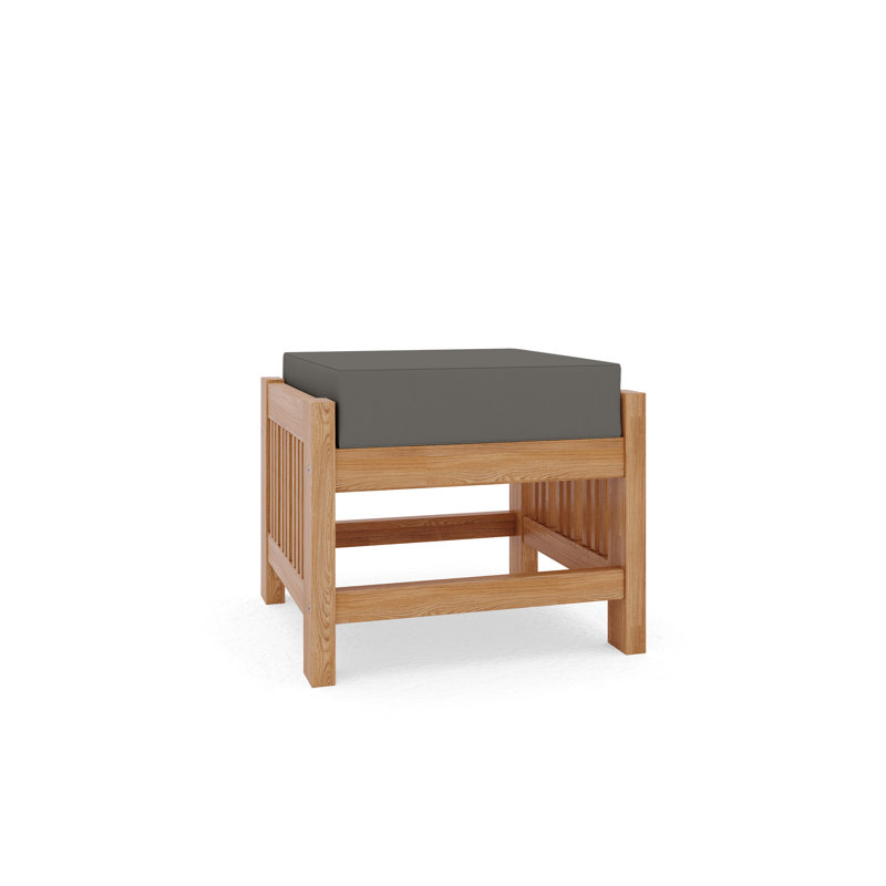 Summer Set Outdoor Teak Ottoman with Sunbrella Cushion, Charcoal Grey Sunbrella®