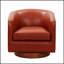 Fauteuil pivotant en cuir fleur Tessa Caramel