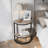Half Round End Table, Narrow Side Table with Metal Frame-1089849663