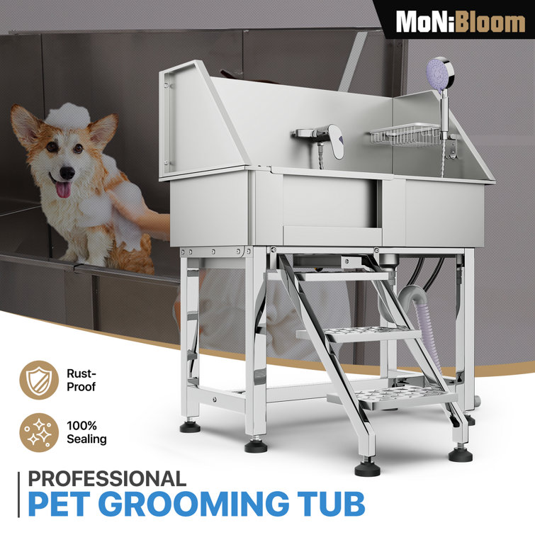 Professional Steel Pet Grooming Tub Ledel Finish: Steel