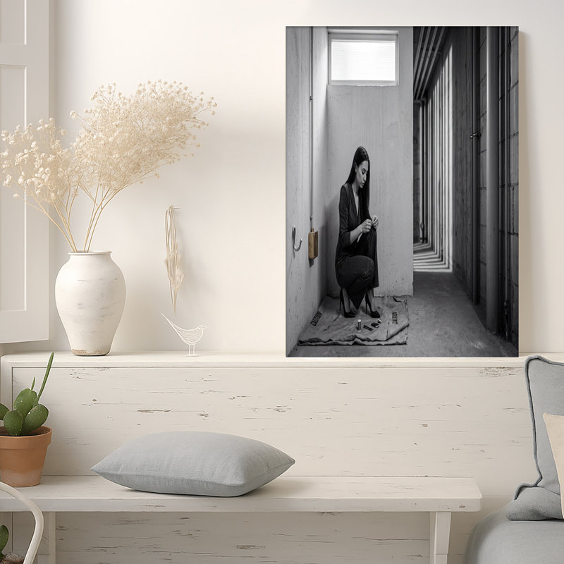 Art mural sur toile noir et blanc, 12"H x 18"W