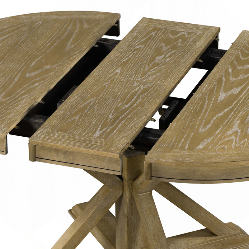 Table de salle à manger extensible rétro avec rallonge de 12 pouces pour salle à manger et salon, Natural Wood