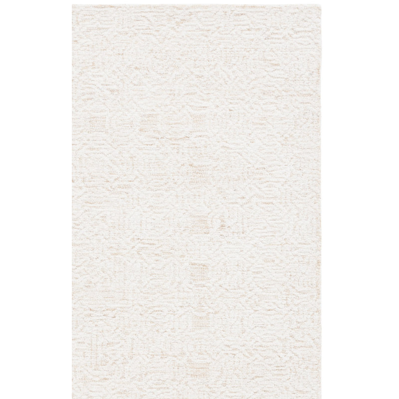 Kaylaanne Hand Tufted Wool Cotton with Latex Geometric Rug in Ivory/Gold, Rectangle 6' x 9'