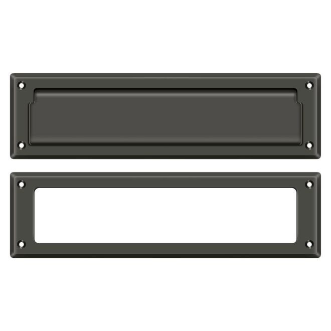Fente pour courrier 13-1 / 8 po avec cadre intérieur en bronze huilé, Bronze frotté à l'huile