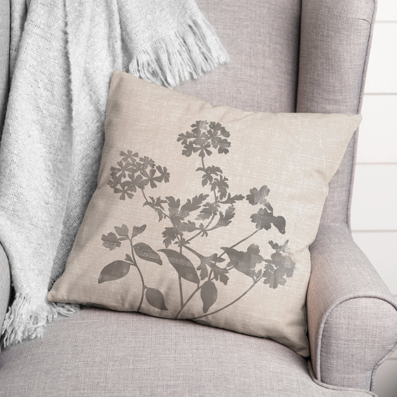 Housse et insert de coussin neutre à motif floral délavé