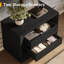 Large table de chevet de 35,43 po de large, noire-953570216
