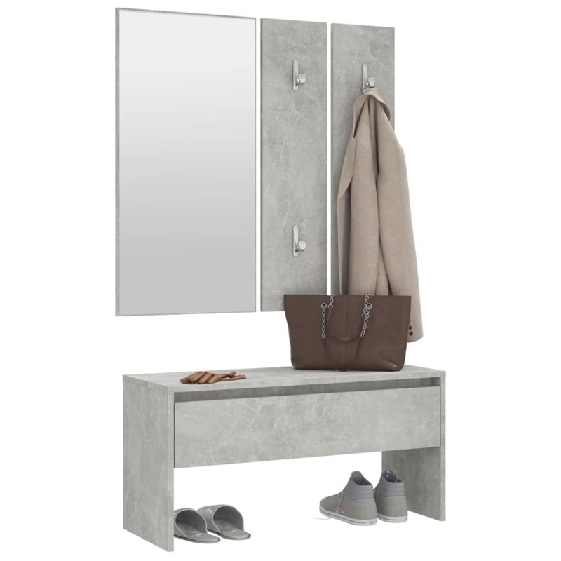 Ivens vidaXL Hallway Furniture Set Engineered Wood, Grey