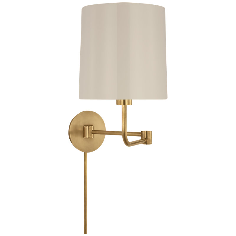 Go Lightly 1 - Light Swing Arm, Soft Brass, China White