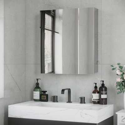 Miroir de salle de bain avec tablettes de rangement, armoire murale de salle de bain