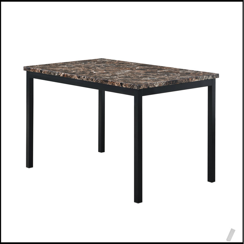 Table de salle à manger en faux marbre avec structure en métal, compacte et élégante pour les espaces modernes