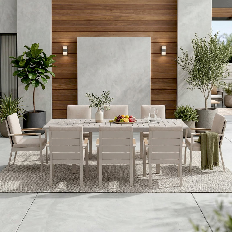Ensemble repas d'extérieur pour 8 personnes avec table rectangulaire extensible Guildford, Flaxen, 8