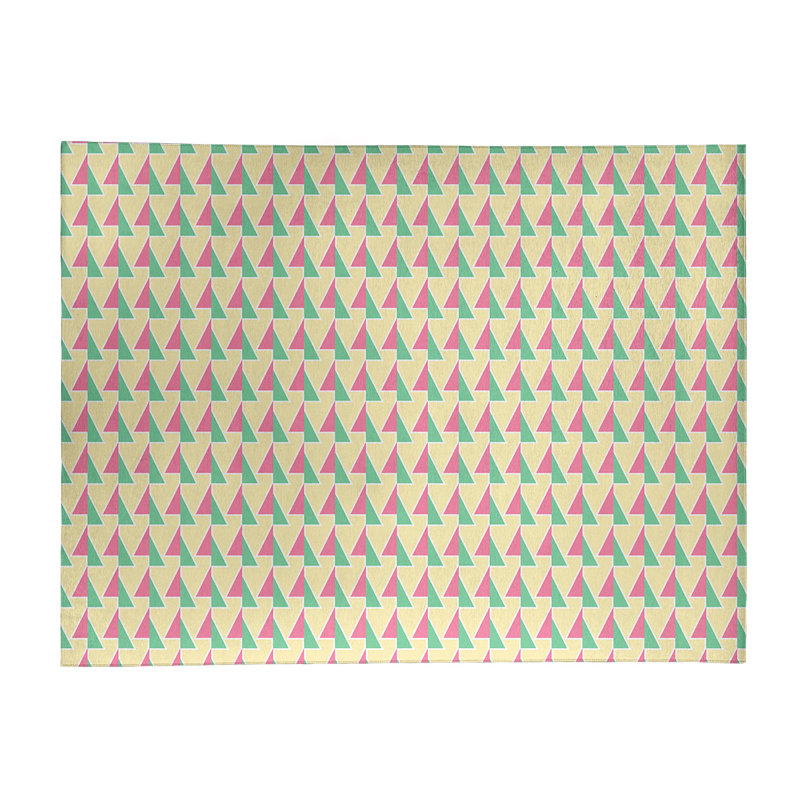 Tapis à flèches déplacées rose/jaune clair/vert, Rectangle 5 pi x 7 pi