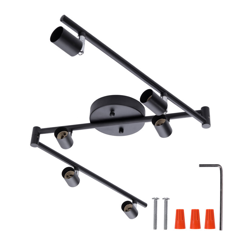 45.5'' 6 -Light Swing Arm Track Track Kit with Dimmable and Adjustable Head, Black