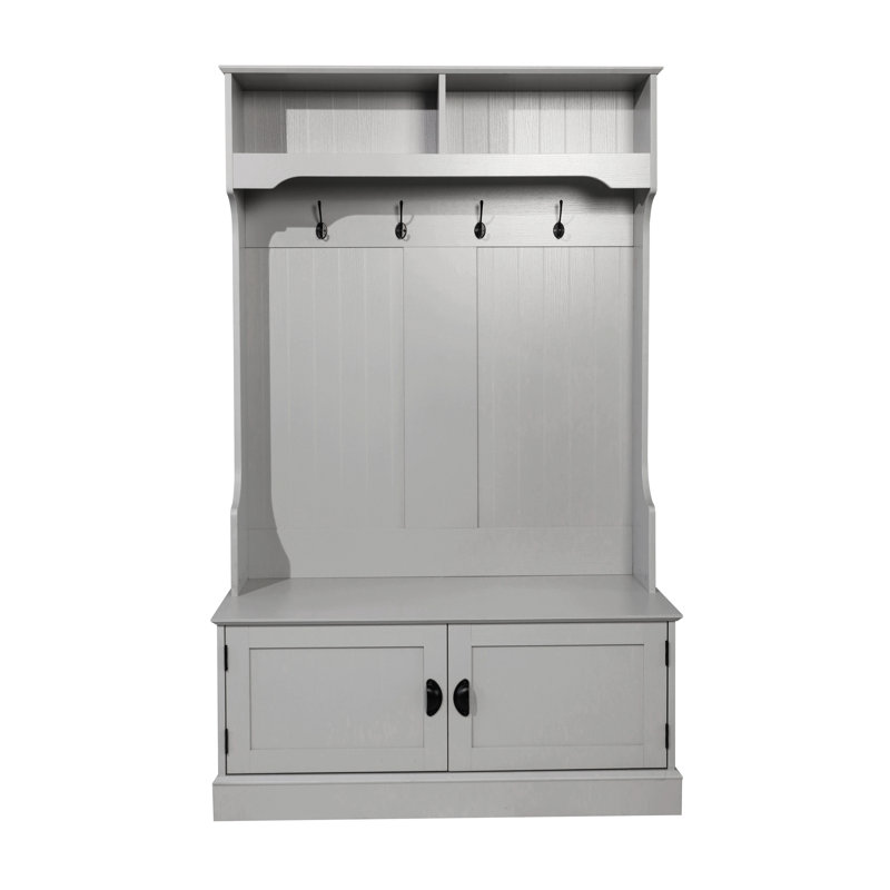 Arbre d'entrée Amecia avec banc et rangement pour chaussures, Gris
